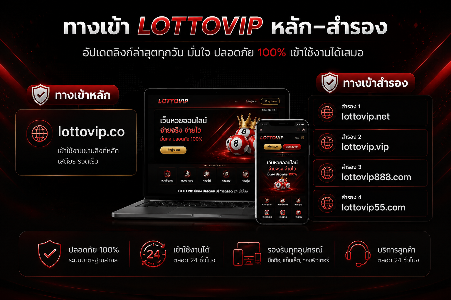 ทางเข้าหลักระบบสำรอง LOTTOVIP